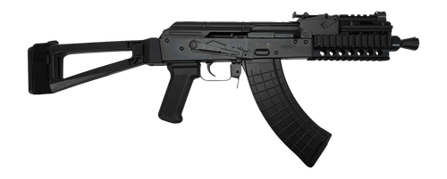 pioneer arms quad rail micro hellpup ak47 pistol 7.62x39mm 7" threaded barrel, sb tactical aktf side folding triangle pistol brace, 30 rd mag