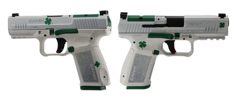 canik mete sf 9mm, 4.19" barrel, get lucky 4 leaf clover cerakote, optic ready, 15rd