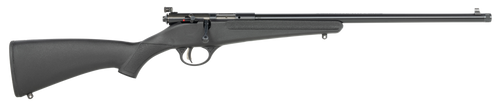savage arms rascal f-sr, bolt action, 22 lr, 16" threaded barrel, 1/2x28 thread pitch, black, synthetic stock, single shot, left hand