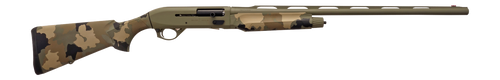 silver eagle alpha 2 20 ga 3" 4rd,26" olive drab green cerakote vent rib barrel & receiver, fixed old school camo synthetic stock