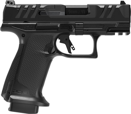 walther pdp, pro-e f-series, compact, 9mm, 3.5" barrel, tenifer black, optics ready, adjustable sights, 18rd, 3 mags