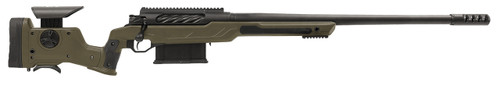 cadex bmg quake 50 bmg 3rd, 29" match grade threaded barrel, black, picatinny rail, adj cheek piece & lop olive drab green stock