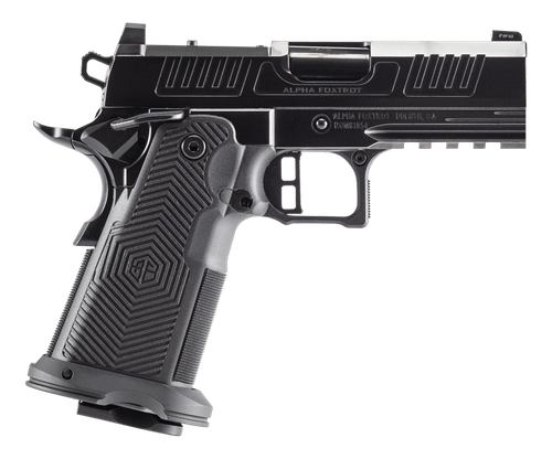 alpha foxtrot af1911 romulus 9mm, 3.50" barrel, polished stainless, optic ready, serrated, beavertail, rail, rmr/rmsc, 20rd