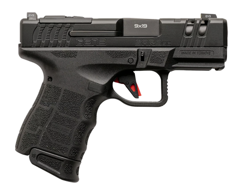 sar usa sar9 gen3 9mm 10rd,3.30" black barrel, black steel optic cut/serrated slide, black, picatinny rail, textured grip, rmsc footprint