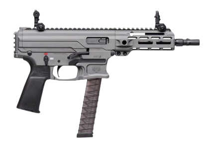 panzer arms arp9 9mm 33rd, 6.50" black barrel, tactical gray aluminum receiver picatinny rail, rear picatinny rail, black polymer grip, ambidextrous