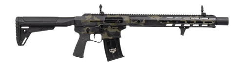 panzer arms ar12 pro-l 3" 5rd,18.50" black barrel, multicam aluminum receiver picatinny rail, m-lok handguards, gray synthetic stock, black polymer...