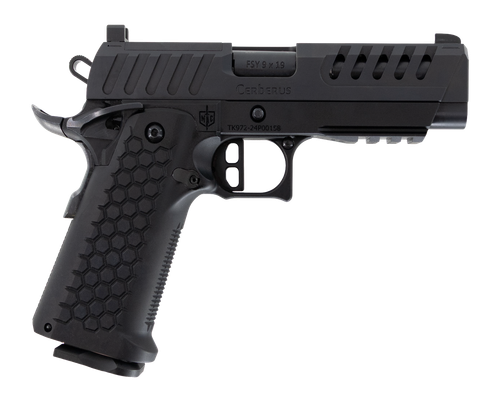 mac cerberus 2011 9mm, 4.40" bull barrel, optic-ready slide, aluminum grip, 17rd