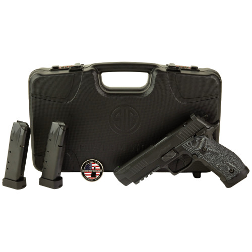 sig p226 x5 extreme 9mm, 5" barrel, nitron black, xray3, g10 grips, black-gray, custom works, 3x20rd mags