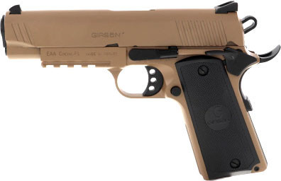 girsan mc1911 commander 9mm, 4.40" barrel, novak sights, flat dark earth, 9rd