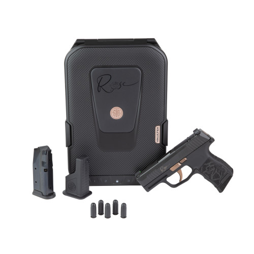 sig sauer p365 rose 380 acp, 3.1" barrel, nitron black, rose gold accents, optic ready, 10rd