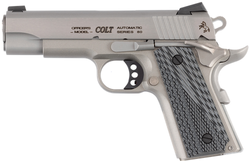 colt officer lightweight .45 acp, stainless, black/gray g10 grip, 7rd