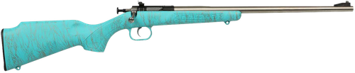 crickett gen2 youth 22 lr 1rd 16.13" stainless single shot barrel, stainless steel receiver, blue gold webbing fixed synthetic stock