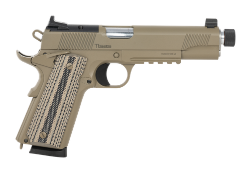 tisas 1911 duty, 45 acp, 5.5" threaded barrel, flat dark earth, optic ready, 8rd