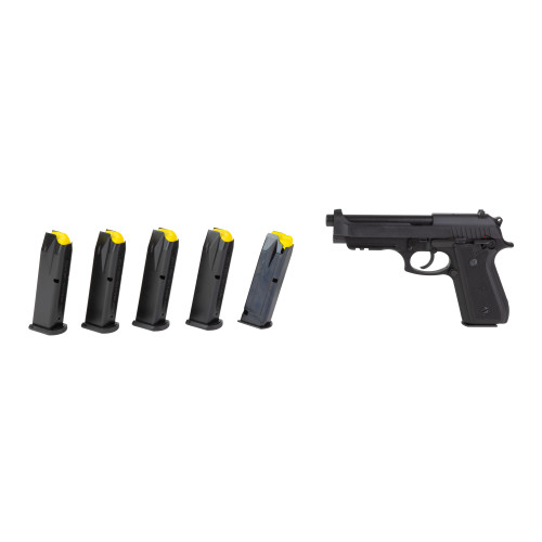 taurus 92, 9mm, 5" barrel, black, picatinny rail, hogue g10 grip, 6x17-18rd mags