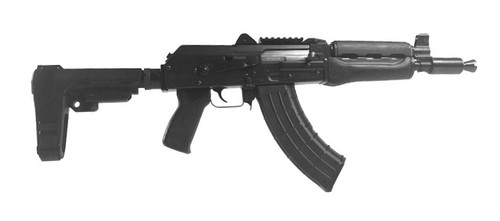 zastava zpap m92 ak47 pistol 7.62 x 39,  blued finish, dark wood forearm, sb3 braced, adjustable sights, 30 rd