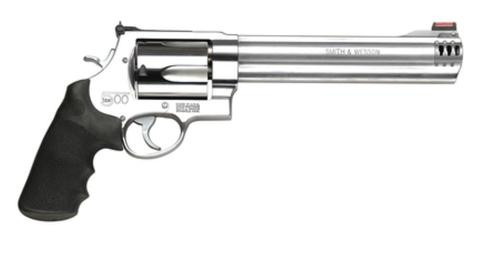 smith & wesson model 500 s&w magnum, 8 3/8" ported barrel, high viz sights, ss finish 5 rd