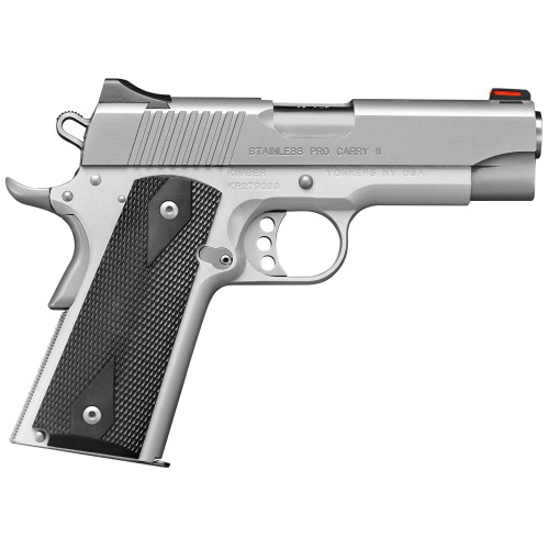 kimber stainless pro carry ii 45 acp, 4" barrel, silver, ca compliant, 7rd