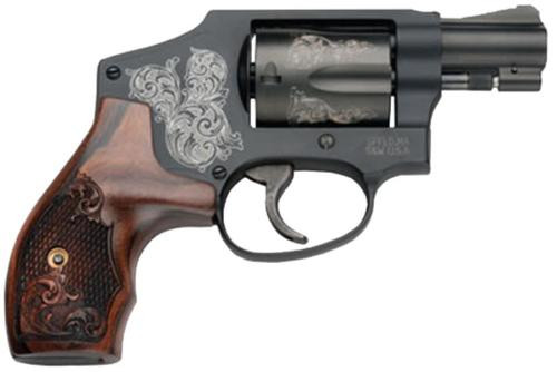 smith & wesson sw model 442 38 spl 1 7/8" snub nose barrel, engraved black & grip, 5 shot