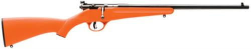 savage rascal, 22 lr, 16.125" barrel, blued, orange polymer stock, single shot, accutrigger, adjustable sights
