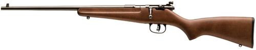 savage arms rascal youth 22 lr 1rd 16.13" matte black sporter barrel, matte black carbon steel receiver, satin brown fixed wood stock, left hand