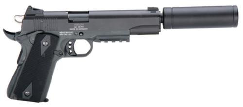 american tactical, 1911, 22 lr, 5" barrel, blued, polymer grips, 10rd, threaded, faux suppressor
