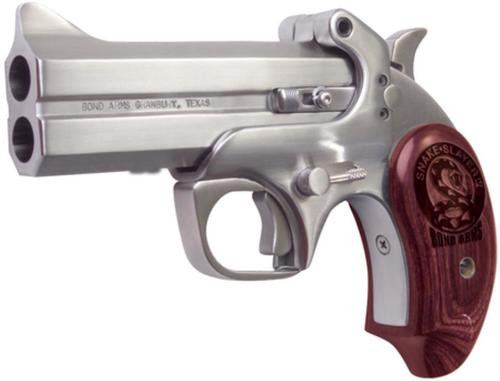 bond arms snake slayer iv .45 colt/410 4.25" barrel ss satin finish extended rosewood grips 2 shot