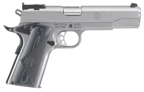 ruger sr1911 target 45 acp 5" barrel ss g10 grips 8rd mag