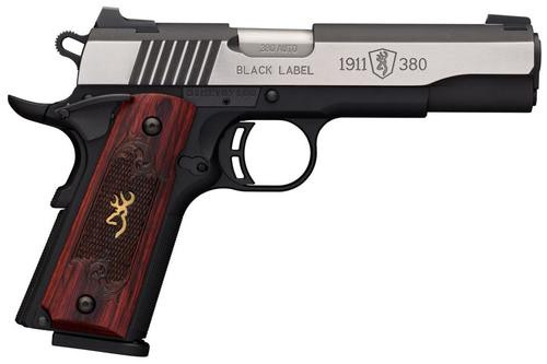 browning black label medallion pro 1911, .380 acp, 4.25", 8rd, rosewood grips