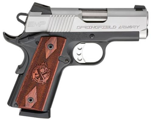 springfield emp, 1911, micro compact, 9mm, 3", silver, cocobolo, 9rd, 3 mags, match grade, california compliant, ambidextrous, tritium night sights,...