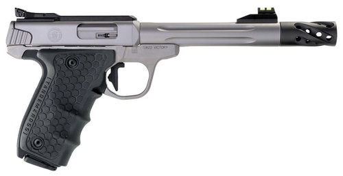 smith & wesson sw22 victory target performance center 22lr, single 6",black polymer grip stainless steel, 10rd