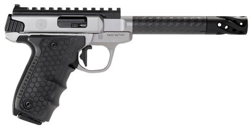 smith & wesson sw22 performance center victory target 22lr, single 6" carbon fiber, black polymer grip stainless steel, 10rd