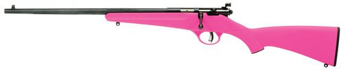savage arms rascal youth 22 lr 1rd 16.13" matte black sporter barrel, matte black carbon steel receiver, pink fixed synthetic stock, left hand