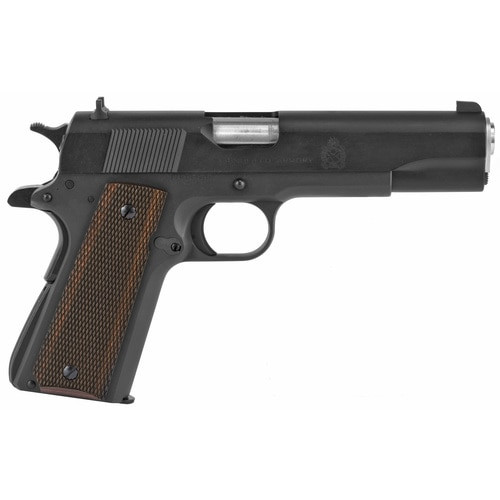 springfield 1911 defender mil-spec 45 acp 5"barrel wood grip black parkerized carbon steel slide, 7rd