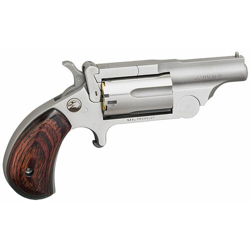 north american arms mini revolver, ranger ii, revolver, 22 wmr, 1.625", full ribbed barrle, full bead blast, rosewood grips, fixed sights, 5rd, break...