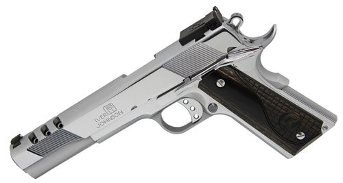iver johnson 1911 eagle xlc ported 45 acp, 6", high polished chrome, ported long slide, diamondwood walnut grip, 8rd