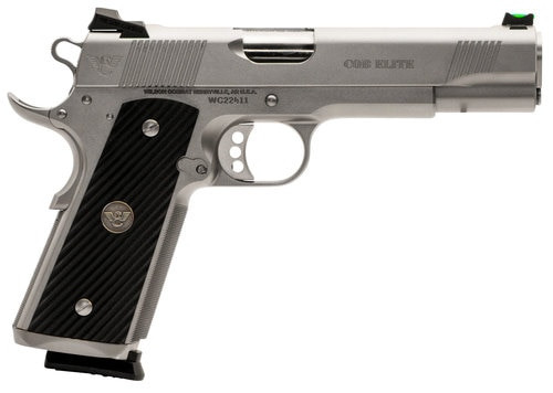 wilson 1911 cqb elite 45 acp, 5" barrel, g10 diagonal grip, stainless steel, 8rd