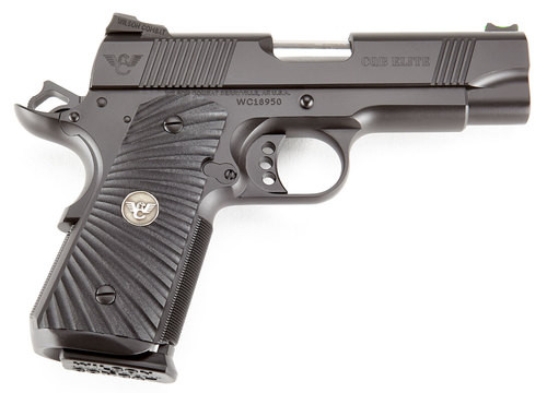 wilson 1911 cqb elite compact 45 acp, 4" barrel, g10 starburst grip, black, 7rd