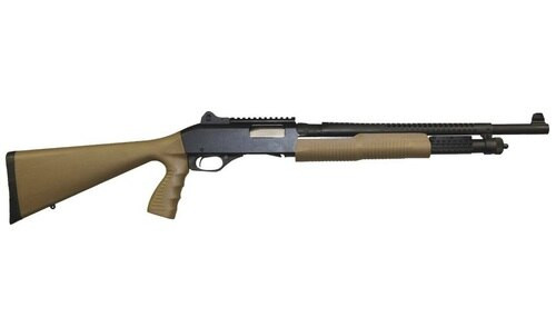 *d*stevens m320, pump, 20ga, 18.5" barrel,3" chamber flat dark earth, polymer stock, right hand, 6rd