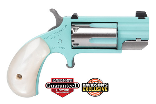 naa pug 22 magnum, 1" barrel, turquoise cerakote, simulated pearl grip, 5rd
