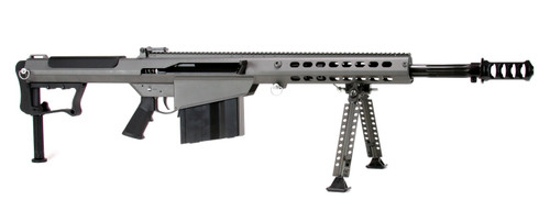 barrett m107a1, 50 bmg, 20" barrel, cerakote finish, tungsten gray, synthetic stock, front and rear flip sights, 10rd, 1 magazine, monopod, bipod and...