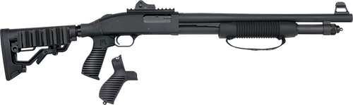mossberg 590, spx 12 ga, 3" chamber, 18.5" cylinder barrel, blue finish, flex rear end with adjustable stock and pistol grip, picatinny rail, 7rd,...