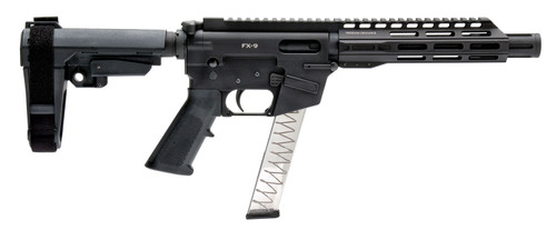 freedom ordnance fx-9 9mm, 8" barrel, sba3, m-lok, black, 31rd