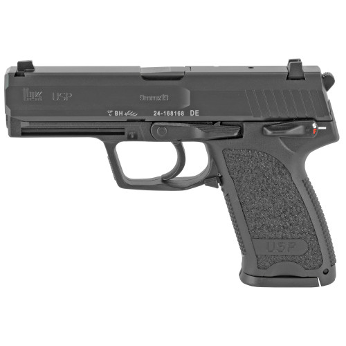 hk usp v1 sa/da 9mm, 4.25" barrel, safety/decocker, fixed sights, black, 10rd