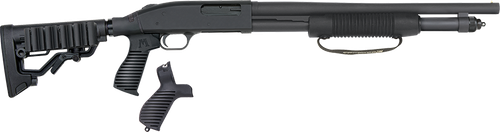 mossberg 590, tactical 12 ga, 3" chamber, 18.5" cylinder barrel, blue finish, 6 position flex tactical stock with corn cob forend, right hand, 7rd,...