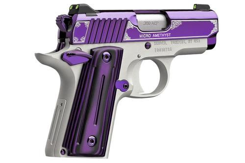 kimber micro amethyst .380 acp, 2.75", 6rd, purplve pvd, cut scrol engraving