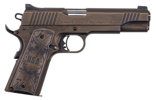 auto ordnance 'old glory special' 1911 .45 acp, 5" barrel, engraved, bronze, 7rd