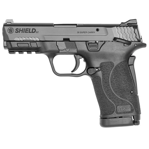 smith & wesson shield ez micro compact 30 super carry, 3.675" barrel, armornite black, adjustable 3 dot sights, thumb safety, 2x10rd mags