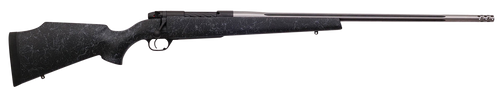weatherby mark v accumark 300 weatherby mag with , 26" barrel, graphite black metal finish & gray webbed black fixed, monte carlo stock, 3rd