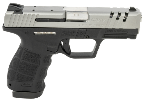 sar usa sar9x compact 9mm, black body, stainless slide, 15rd