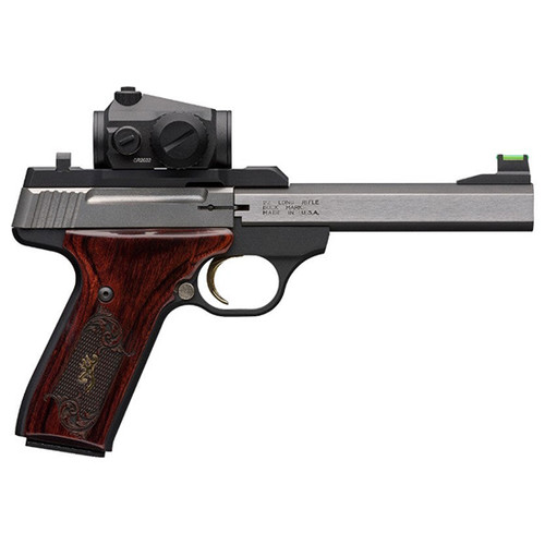 browning buck mark medallion 22 lr, 5.5" barrel, rosewood grip, vortex crossfire, 10rd